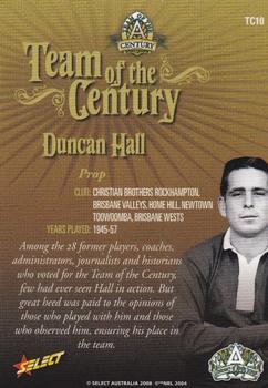 2008 NRL Centenary - Team of the Century #TC10 Duncan Hall Back